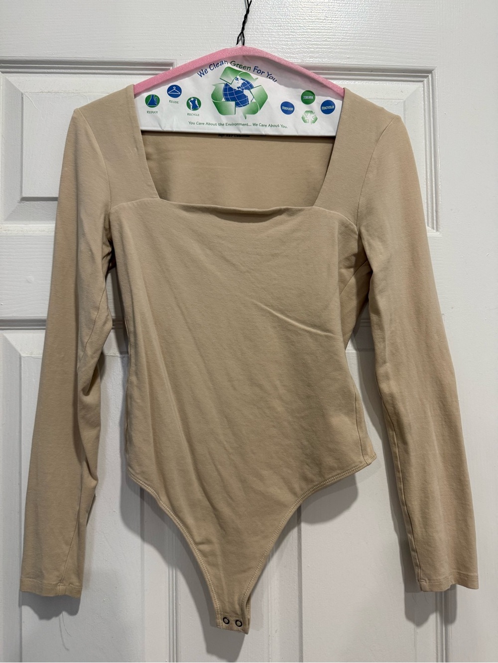 Abercrombie & Fitch Beige Long Sleeve Square Neck Bodysuit